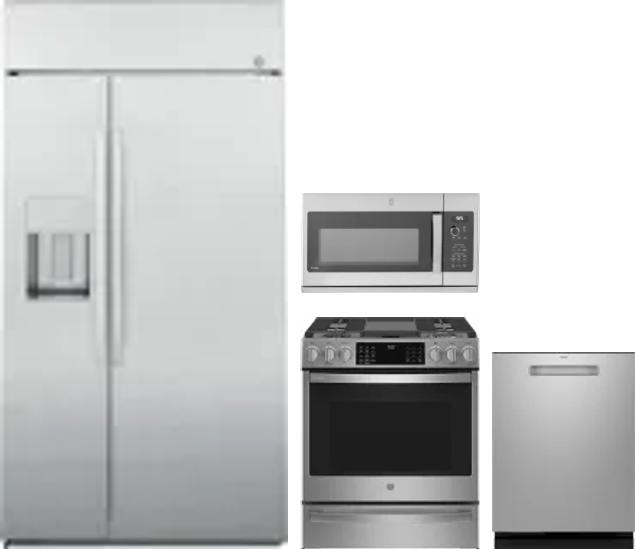 4 Piece Package Includes Refrigerator, Range, Microwave And Dishwasher